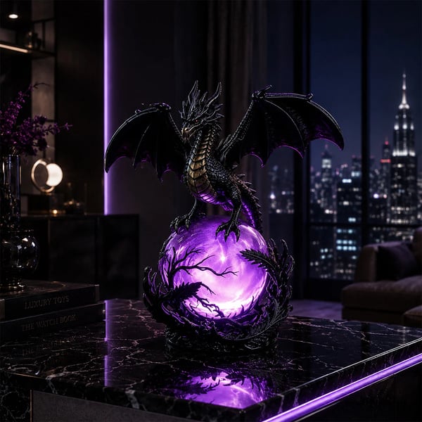 🔮🐉Gothic Dragon LED Crystal Ball Lamp for Dark Aesthetic Decor