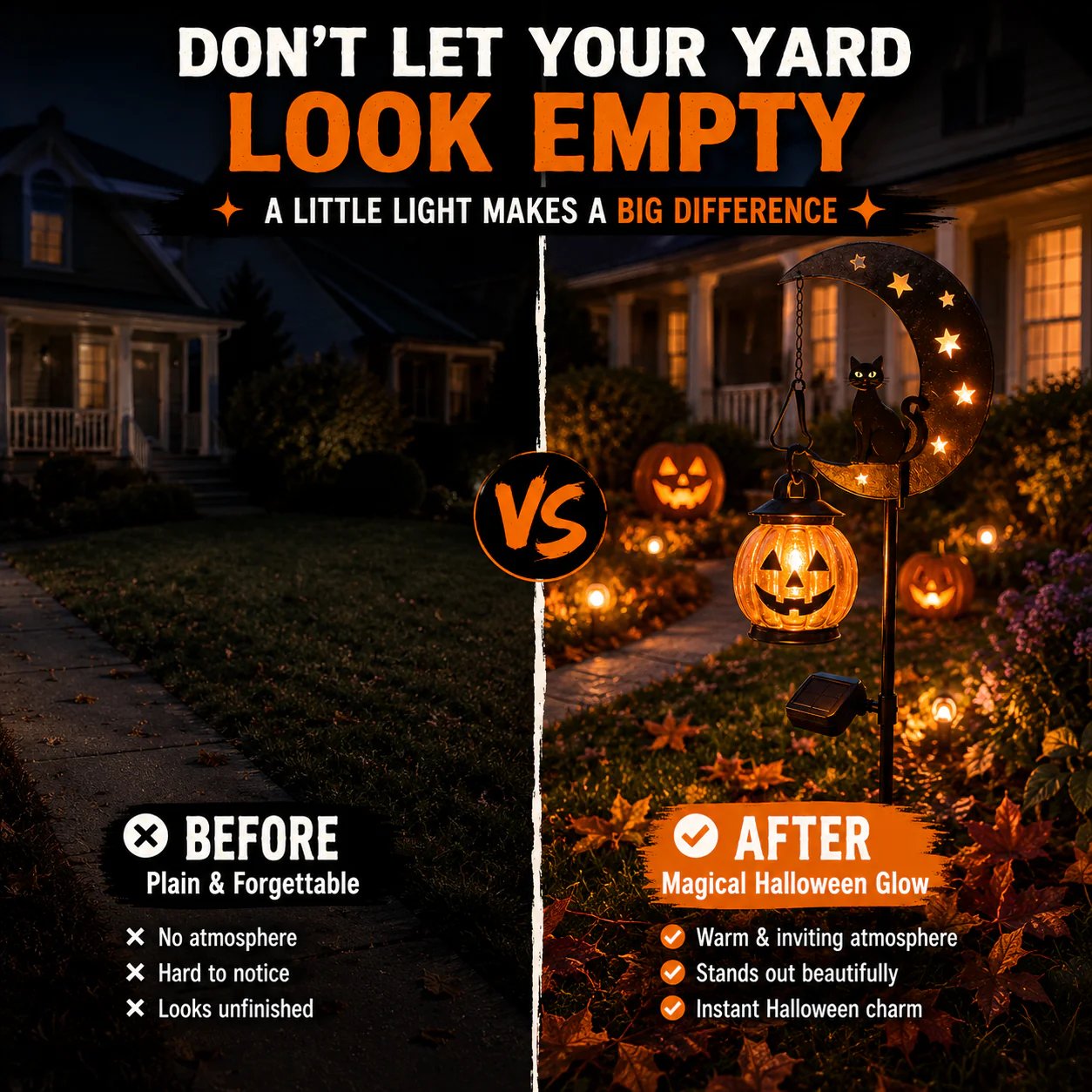 Before and After Halloween Yard Glow