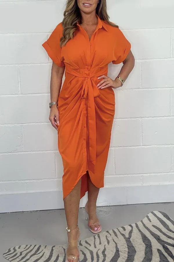 🔥50% Off-Limited Time⏳ Solid Color Shirt Dress