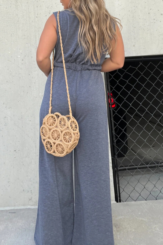 Open Front Wide Leg Jumpsuit