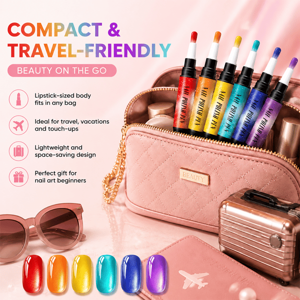 💅 6PCS One-Step Gel Nail Art Pen Set – Salon Beauty at Home