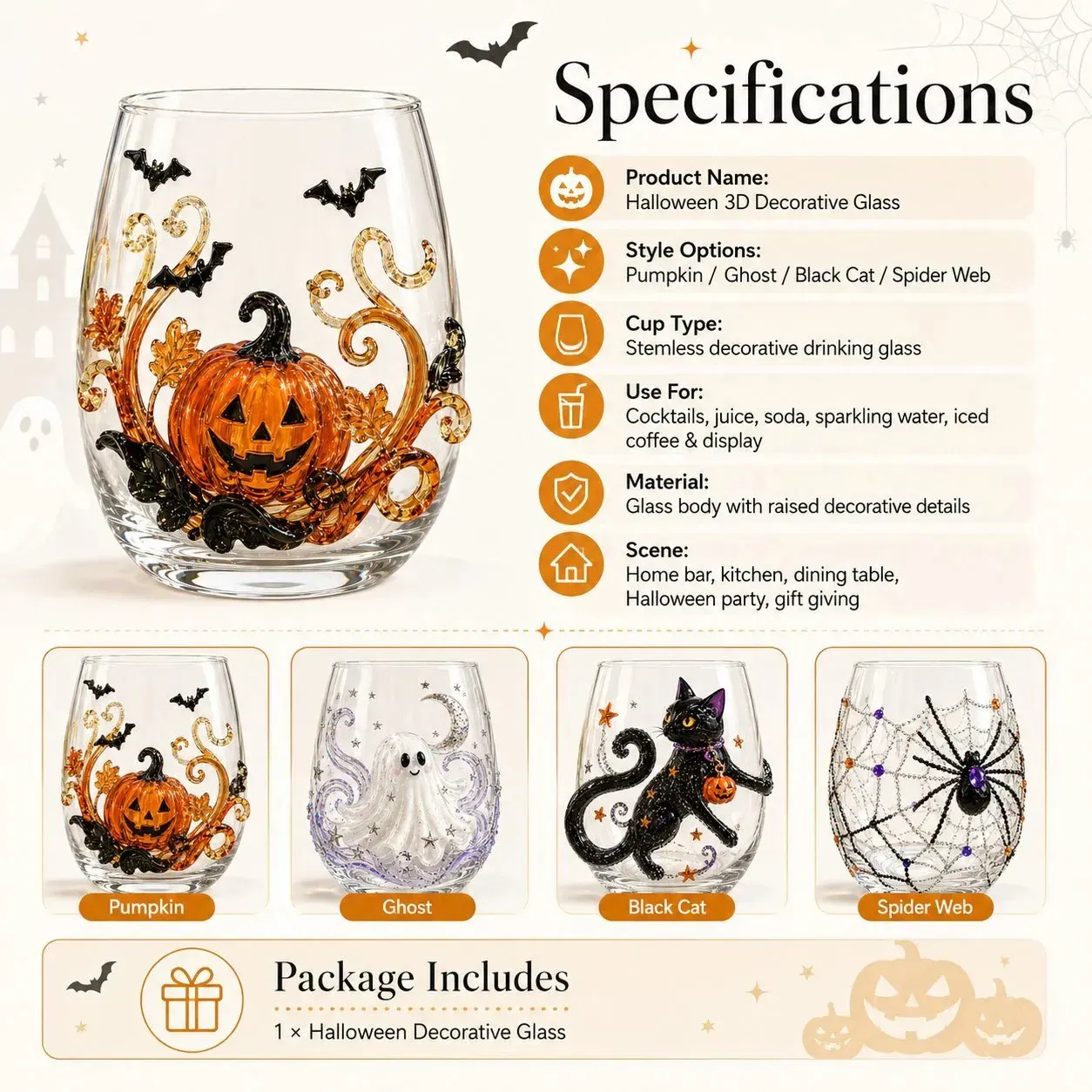 🔥 LAST DAY -40% - 🎃 3D Halloween Glasses | Perfect for parties and cozy autumn bars