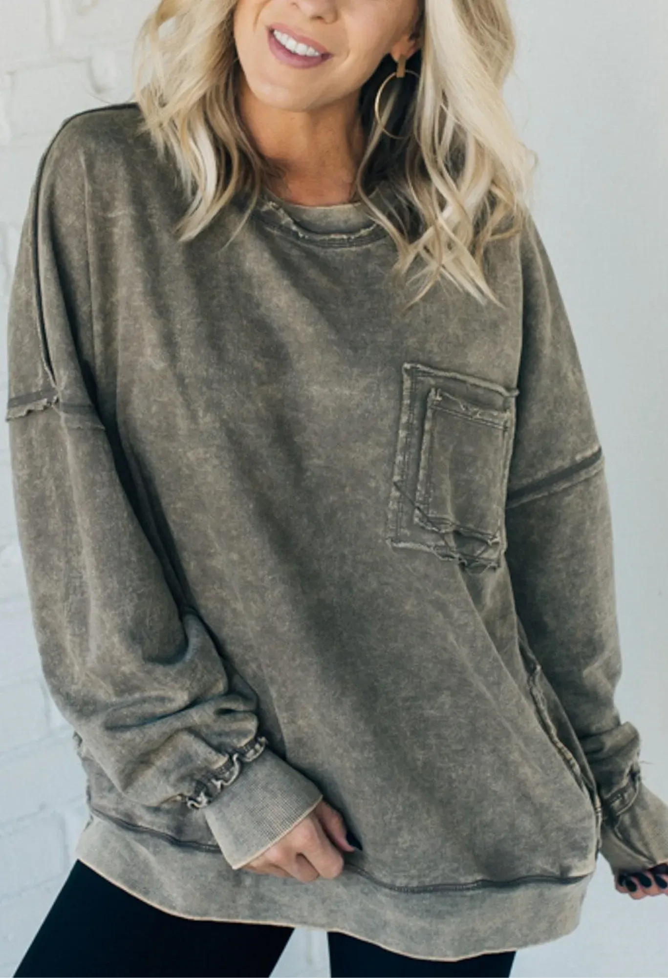 ☘️50% OFF🔥New Autumn Styles French Terry Acid Wash Pullover(BUY 2 FREE SHIPPING)