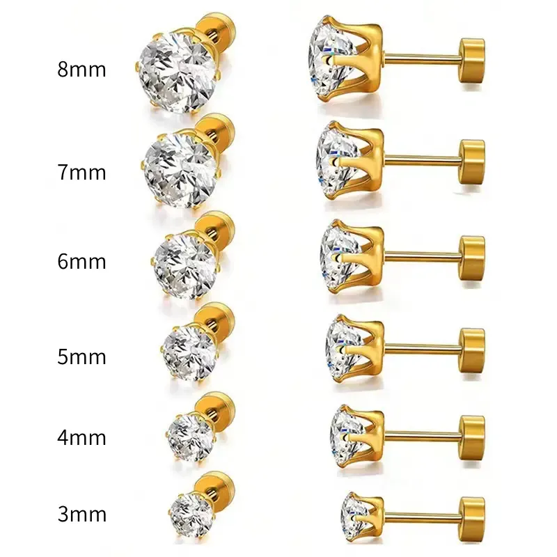 VISOVO Six-Prong Solitaire Stud Earrings 925S & VVS Moissanite