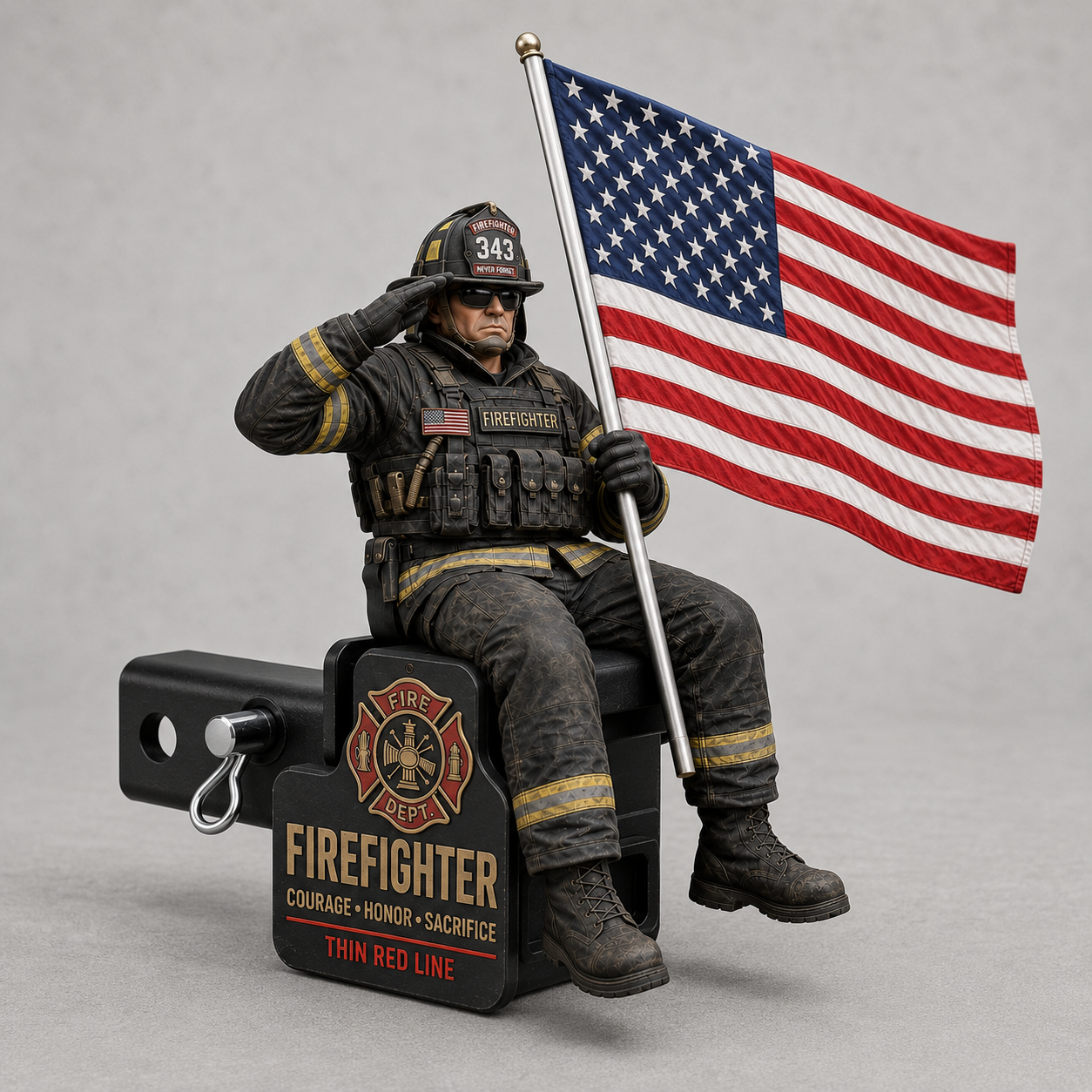 🏆 Last Day Promo: 49% OFF - Firefighter Thin Red Line Tribute Trailer Hitch Cover