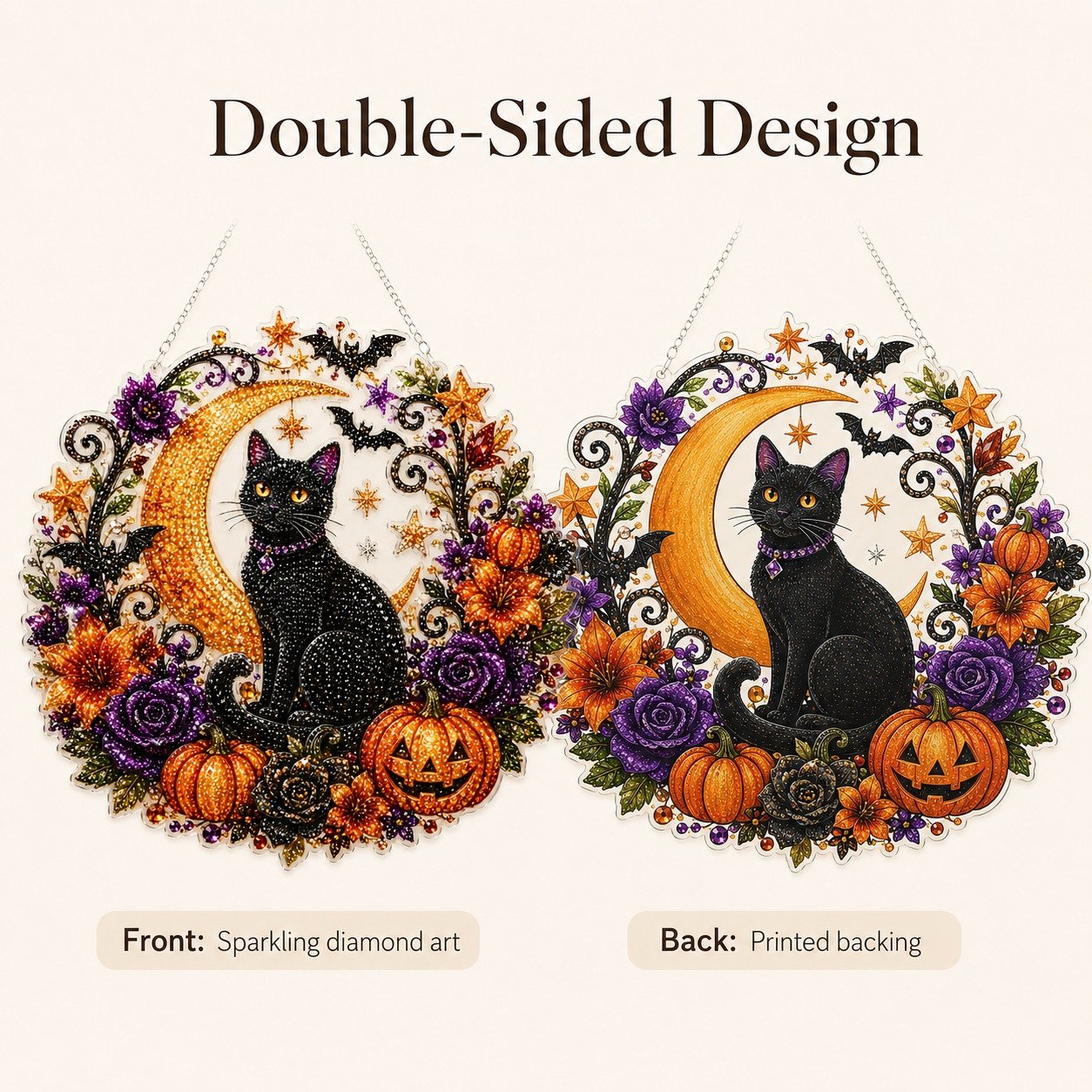 🎃Halloween Black Cat Moon Diamond Art Hanging Ornament Kit