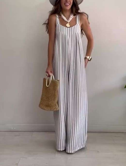 Women's Loose Casual Striped Jumpsuit (Buy 2 Free Shipping) -Pink Laura