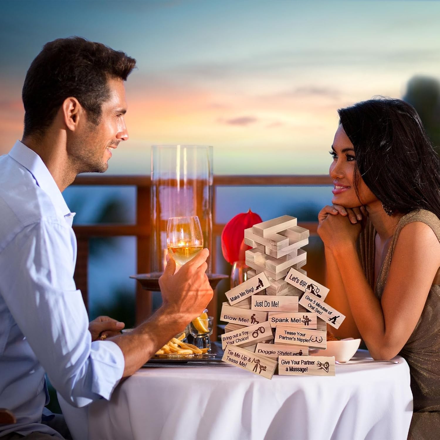 Lust Tower Game- 48Pcs Super Naughty Block Tower for Couples Adults, Valentine T