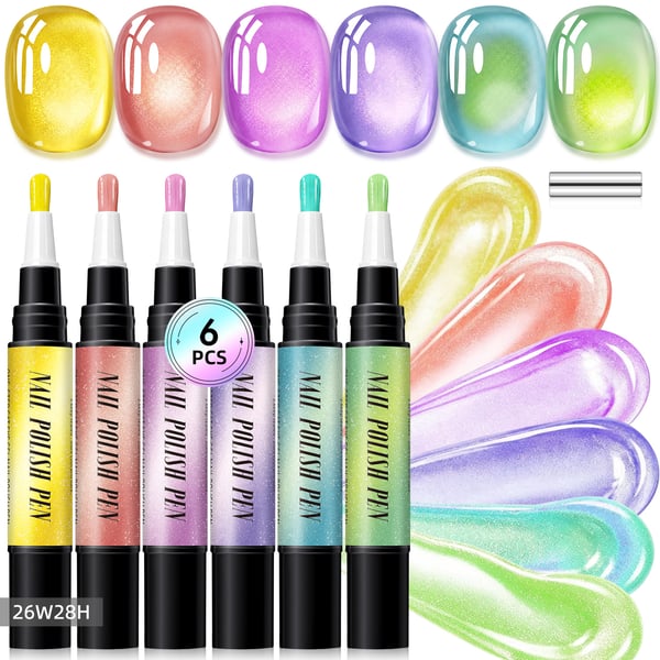 💅 6PCS One-Step Gel Nail Art Pen Set – Salon Beauty at Home