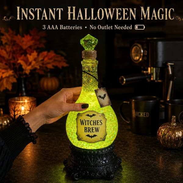 🔥Last Day 49% OFF -🧙✨Lighted Witches’ Brew Poison Bottle Glitter Globe(📦Buy 2 Free Shipping)