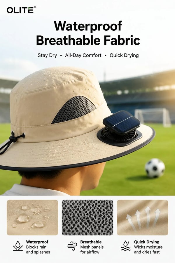 🌞🧢Solar Fan Cooling Hat, Sun Protection Bucket Hat with Dual Solar Powered Fans