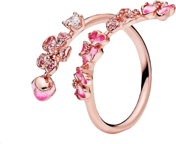 🔥Last Day 49% OFF - 🌸Peach Blossom Flower Branch Open Ring - ✨Open Adjustable Design