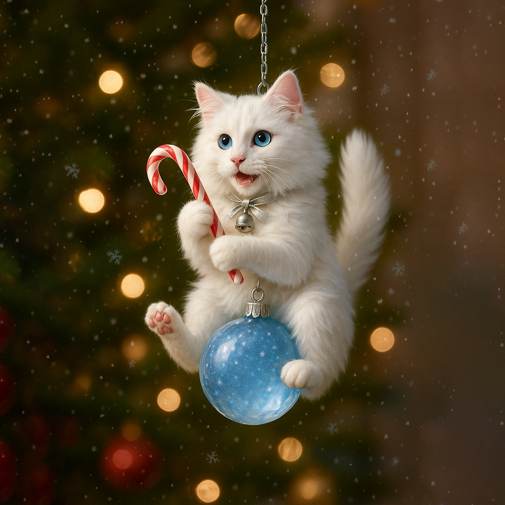 Cute Cat Christmas Tree Ornament - Festive Feline Fun for Your Tree