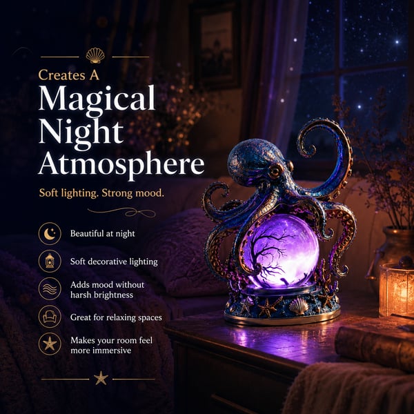 🐙 Deep Sea Octopus Crystal Ball Lamp
