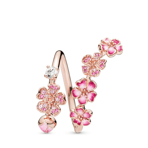 🔥Last Day 49% OFF - 🌸Peach Blossom Flower Branch Open Ring - ✨Open Adjustable Design