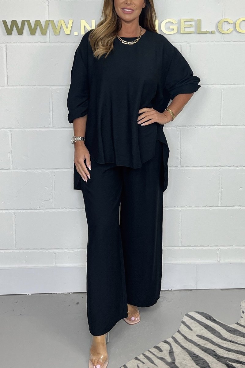 Satin Crew Neck Casual Suit