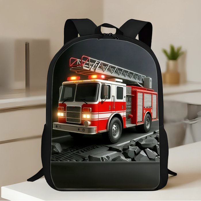 Personalized Kid Construction Vehicle Backpack Set