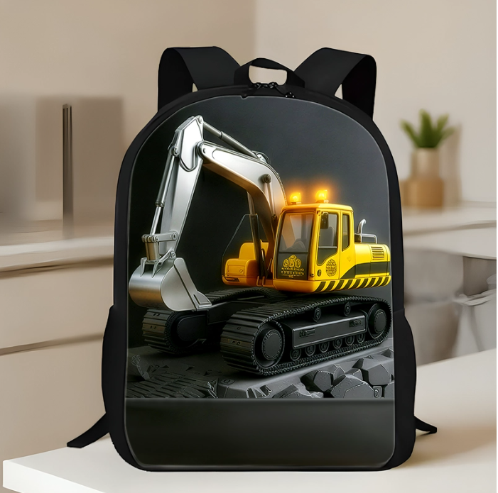 Personalized Kid Construction Vehicle Backpack Set
