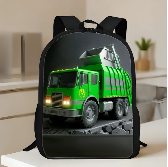 Personalized Kid Construction Vehicle Backpack Set