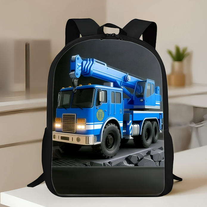 Personalized Kid Construction Vehicle Backpack Set