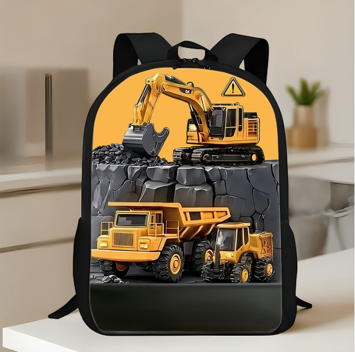 Personalized Kid Construction Vehicle Backpack Set
