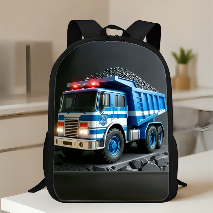 Personalized Kid Construction Vehicle Backpack Set