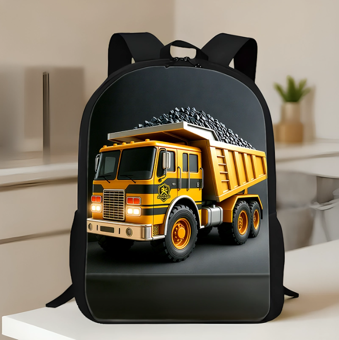Personalized Kid Construction Vehicle Backpack Set