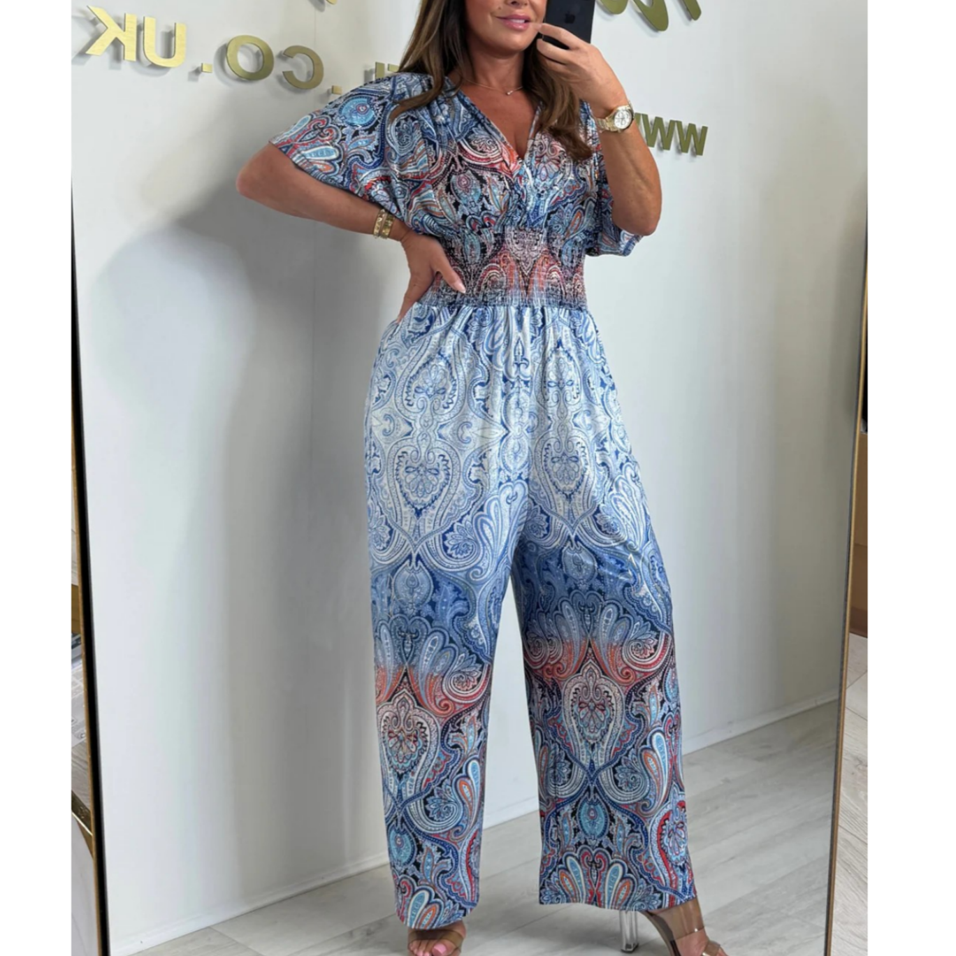 🌷 Summer Hot Sale 50% Off 🩵 Bohemian Print Wide Leg Jumpsuit