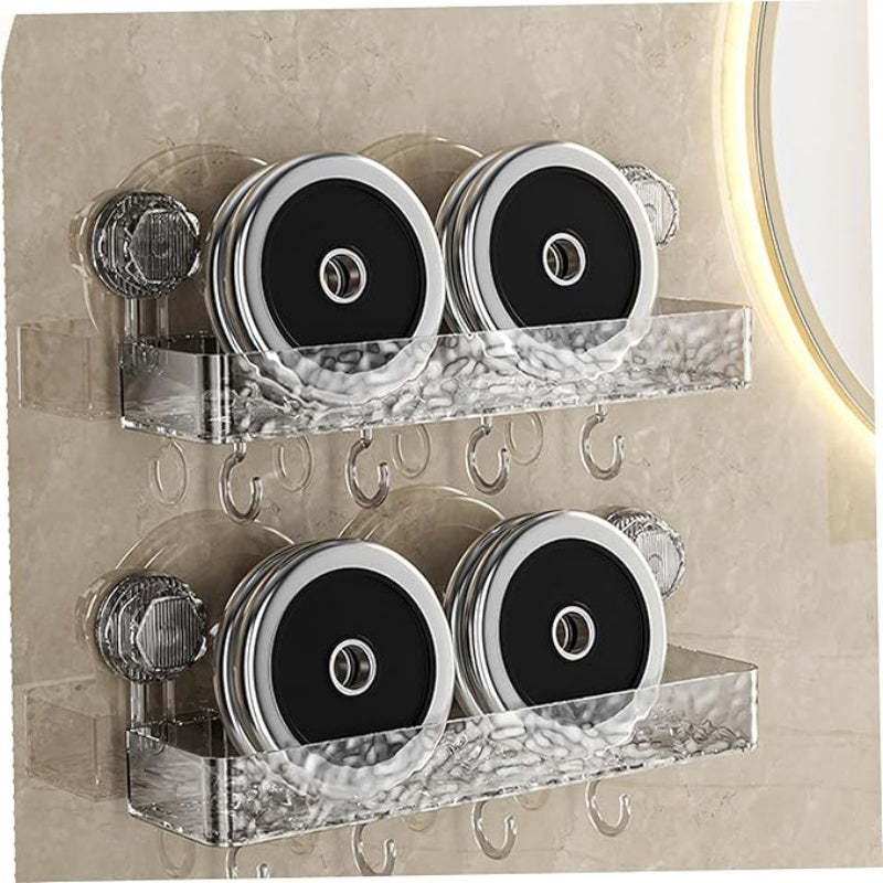 🔥 Hot Sale 50% OFF 🔥Wall Mounted Removable Suction Cup Shelf with Hooks