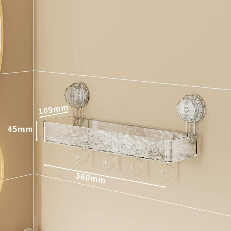 🔥 Hot Sale 50% OFF 🔥Wall Mounted Removable Suction Cup Shelf with Hooks