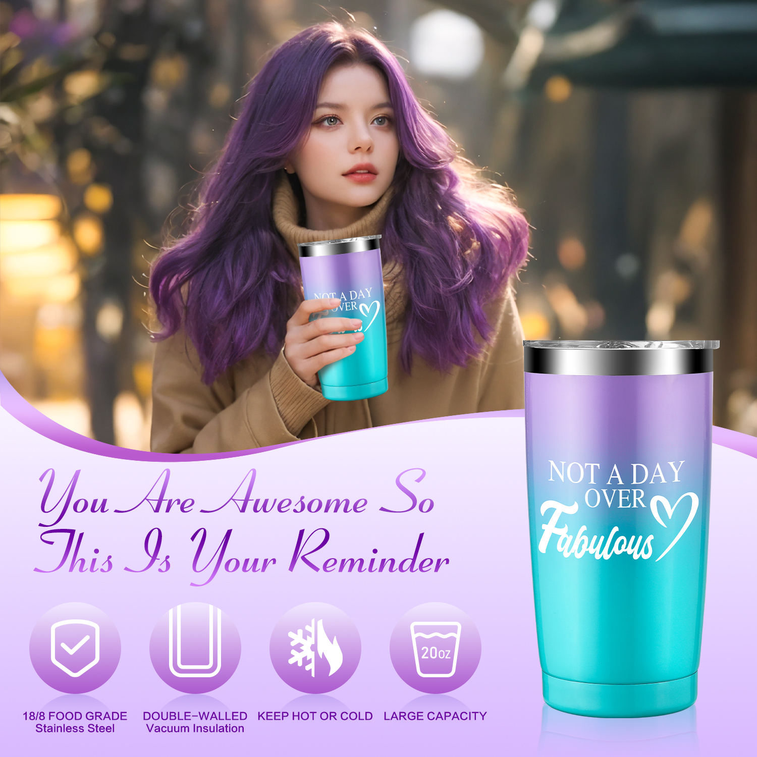 Gift Baskets for Women, 8 Pcs Lavender Spa Bath and Body Sets, Beauty Birthday Mother's Day Gifts for Her, Purple