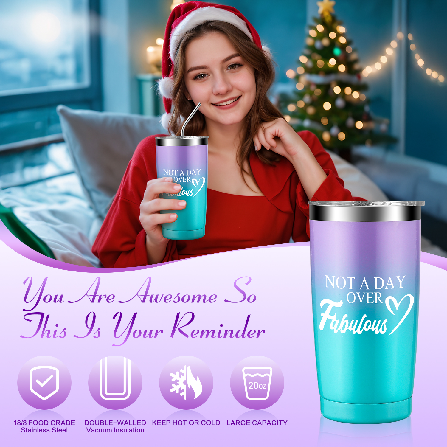 Aofmee Birthday Gift Baskets for Women, 7 Pcs Lavender Self Care Spa Gift Sets, Beauty Body Care Kits for Birthday Valentine's Day Gifts, Purple