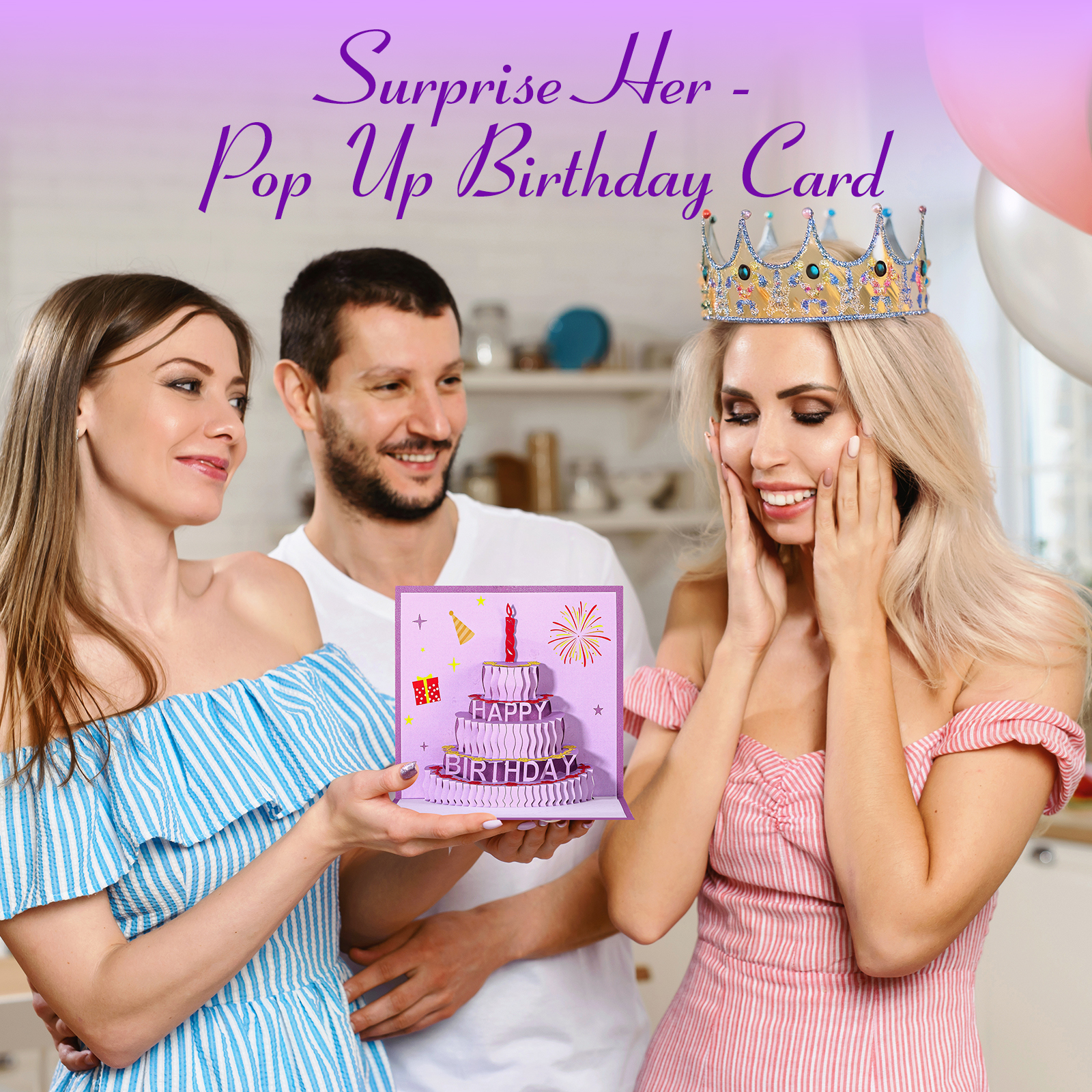 Aofmee Birthday Gift Baskets for Women, 7 Pcs Lavender Self Care Spa Gift Sets, Beauty Body Care Kits for Birthday Valentine's Day Gifts, Purple