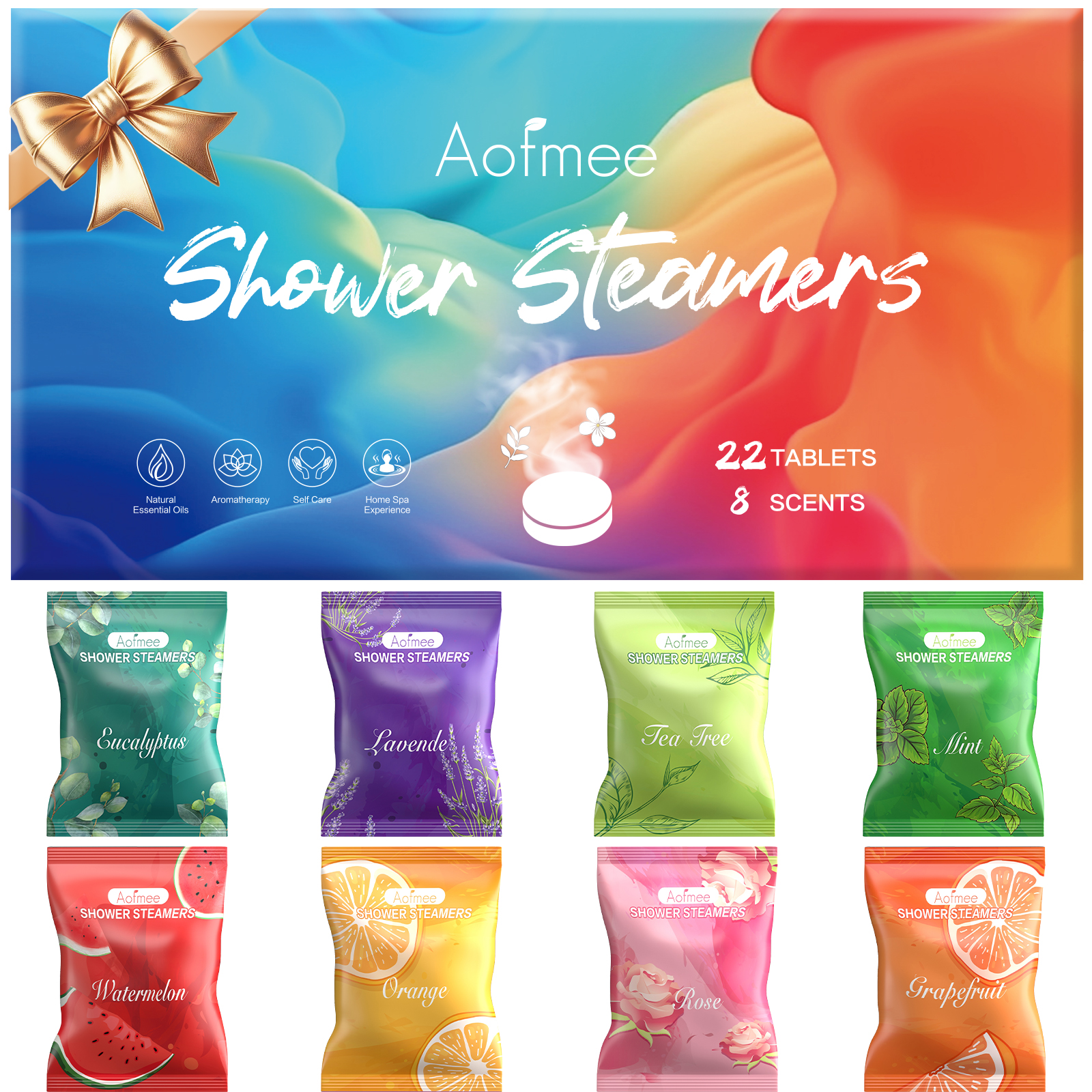 Aofmee Shower Steamers Aromatherapy - 22 Pcs Shower Bombs Birthday Gifts for Women, Organic Essential Oils, Self Care, Stocking Stuffers for Adults Birthday Gifts for Women and Men