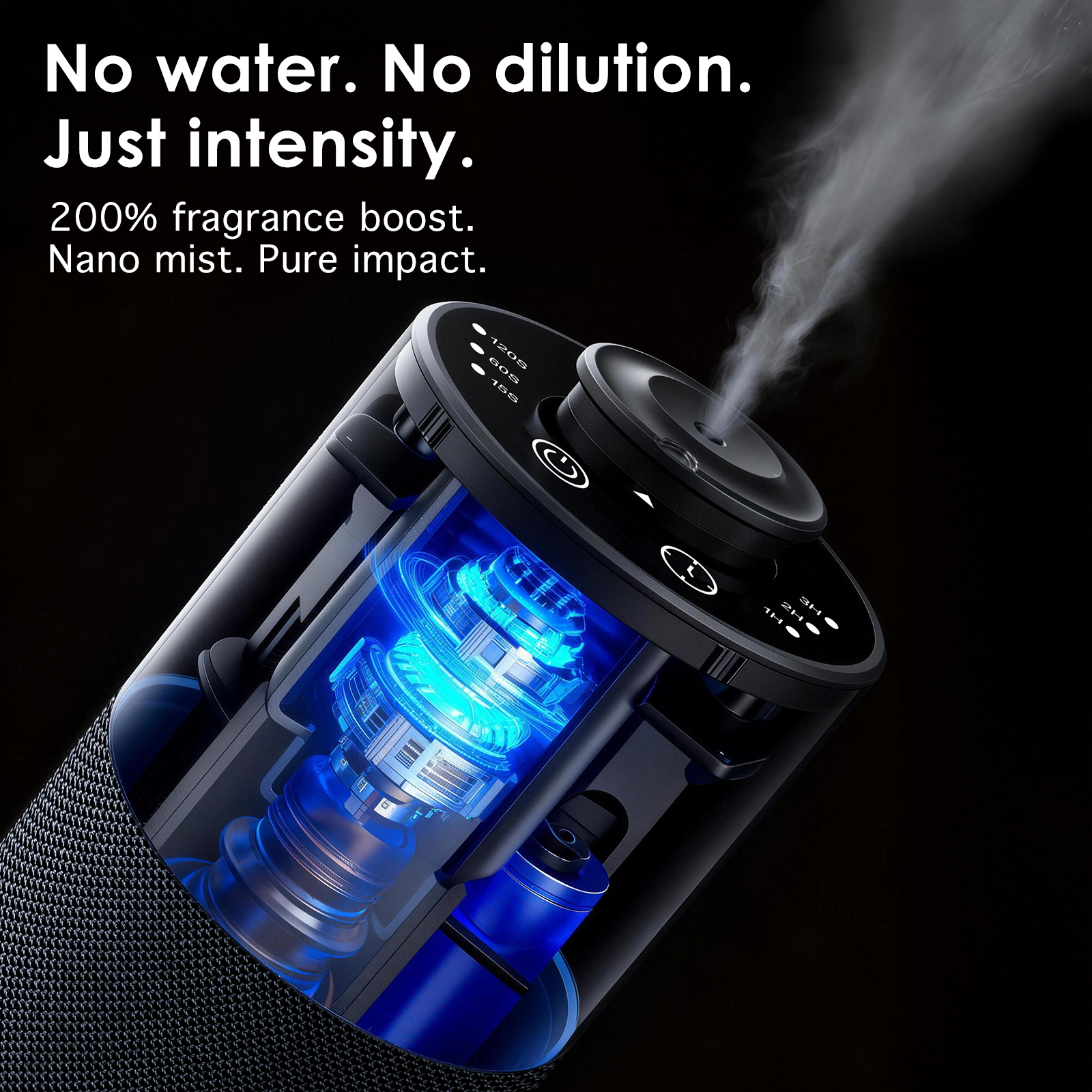 Aofmee Waterless Diffuser for Essential Oil, Car Diffsuer, 2000mAh Battery Operated Scent Air Machine, with 3 Timer & 3 Mist Levels for Home, Car, Office - Black