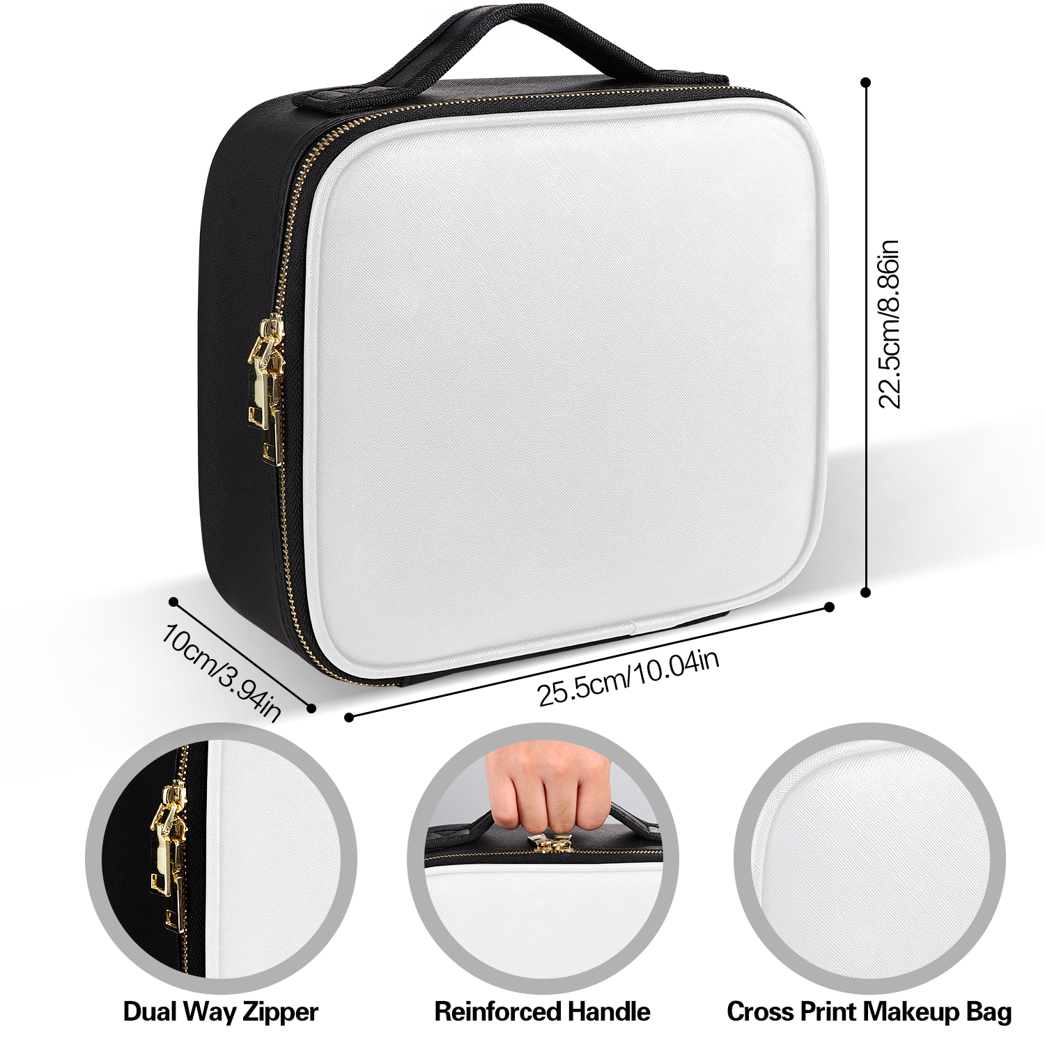 Aofmee Makeup Bag and Cosmetic Train Case Organizer, Travel Bag White, 10.04" x 3.94" x 8.86"