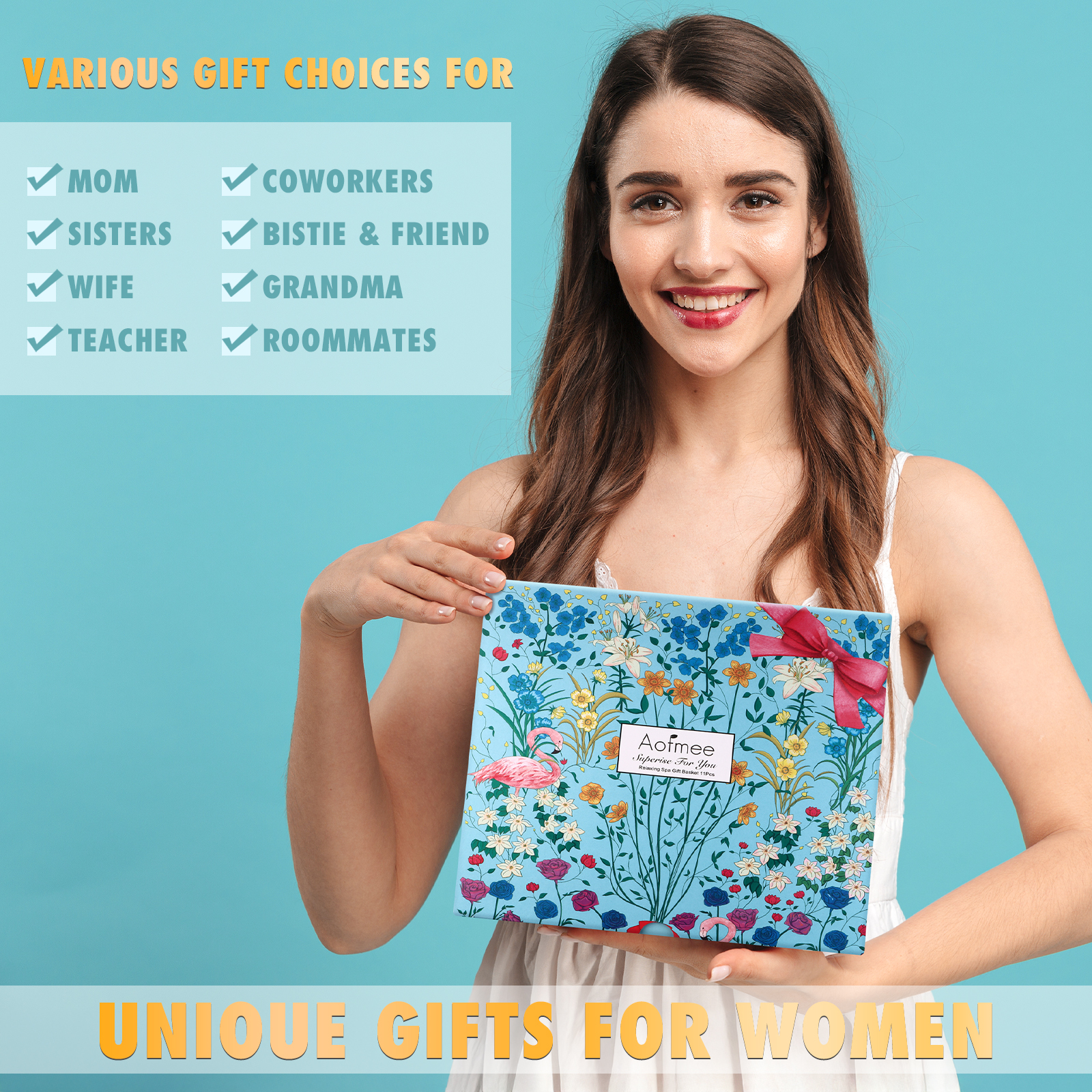 Aofmee Gift Baskets for Women, 10 Pcs Ocean Relaxing Spa Bath Gifts Sets with Flannel Blanket, Beauty Holiday Birthday Gifts Idea for Her, Blue