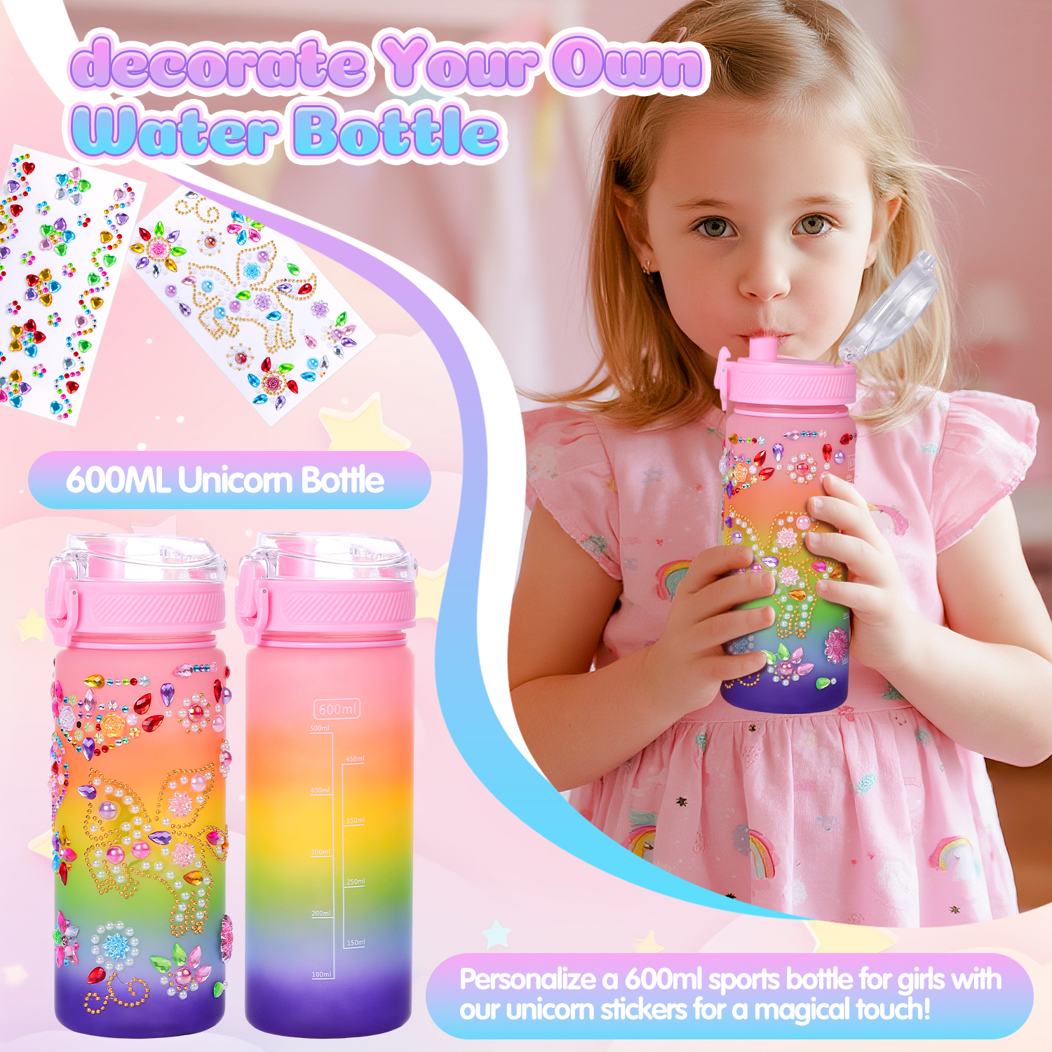 Aofmee Unicorn Gift Baskets for Girls, 12 Pcs Pink Purple Spa Bath and Body Sets with Educational Gift, Beauty Birthday Christmas for Her Daughter