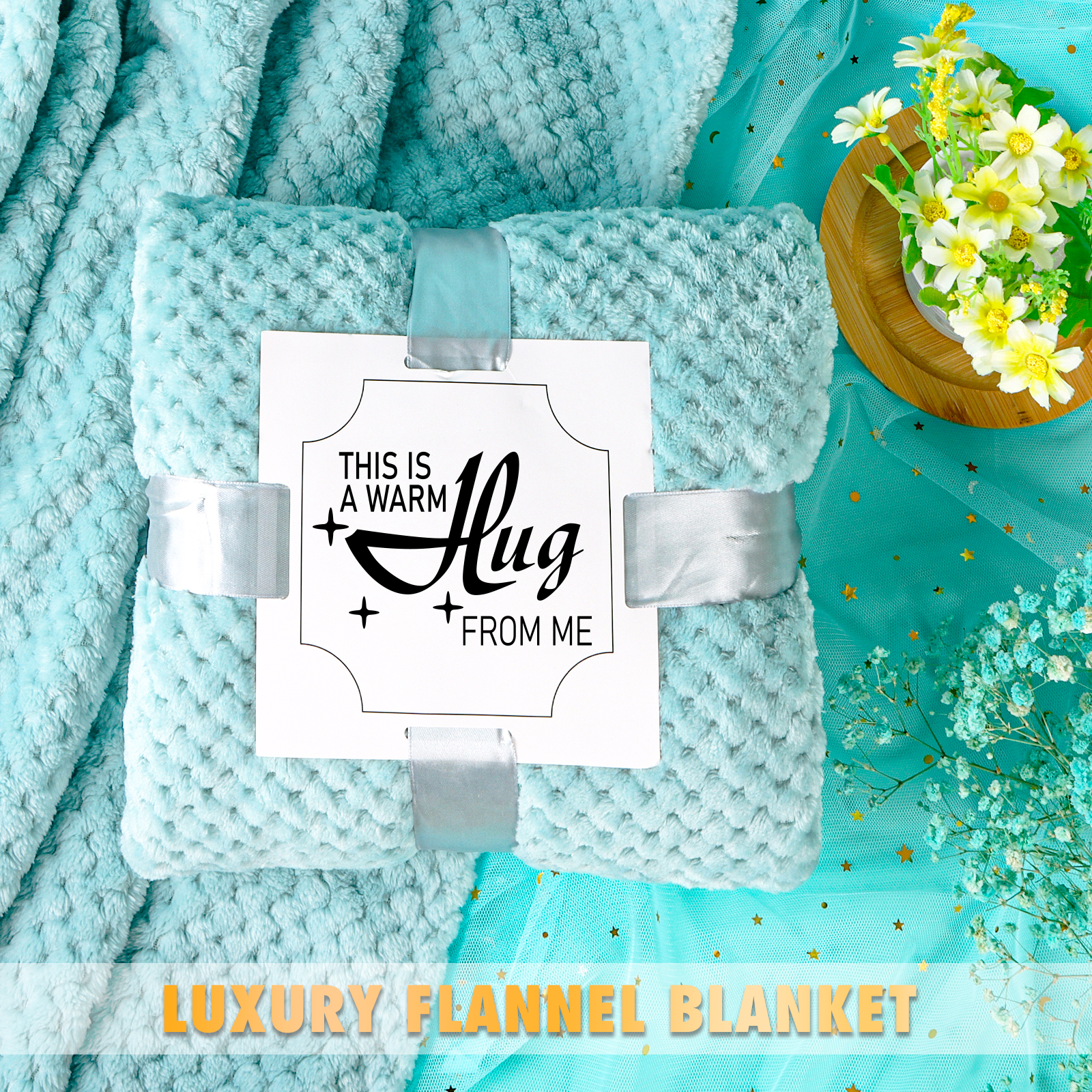 Aofmee Gift Baskets for Women, 10 Pcs Ocean Relaxing Spa Bath Gifts Sets with Flannel Blanket, Beauty Holiday Birthday Gifts Idea for Her, Blue