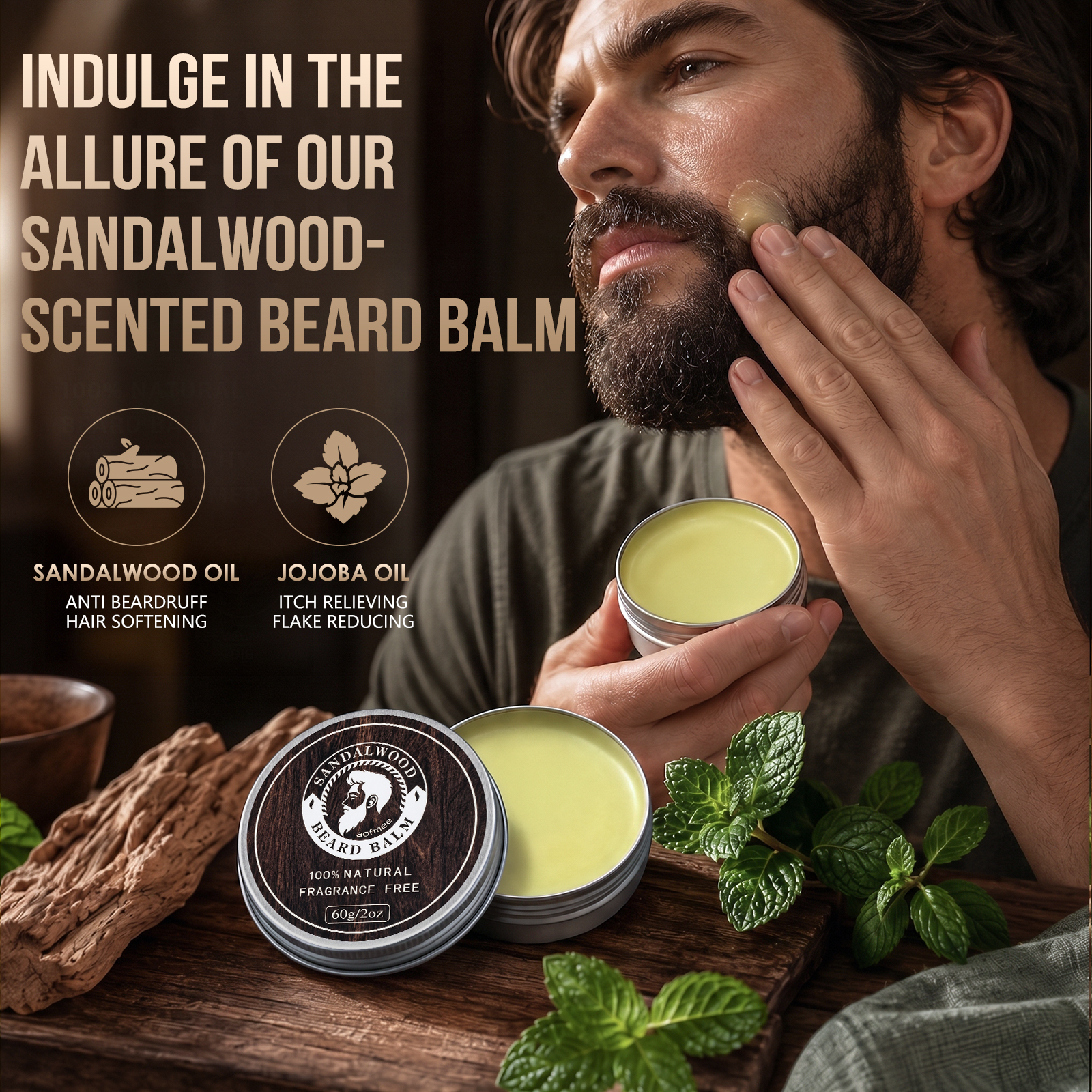 Aofmee Beard Care Gift Set for Men – 10Pack Grooming Kit with Beard Oil, Balm - Sandalwood Scent
