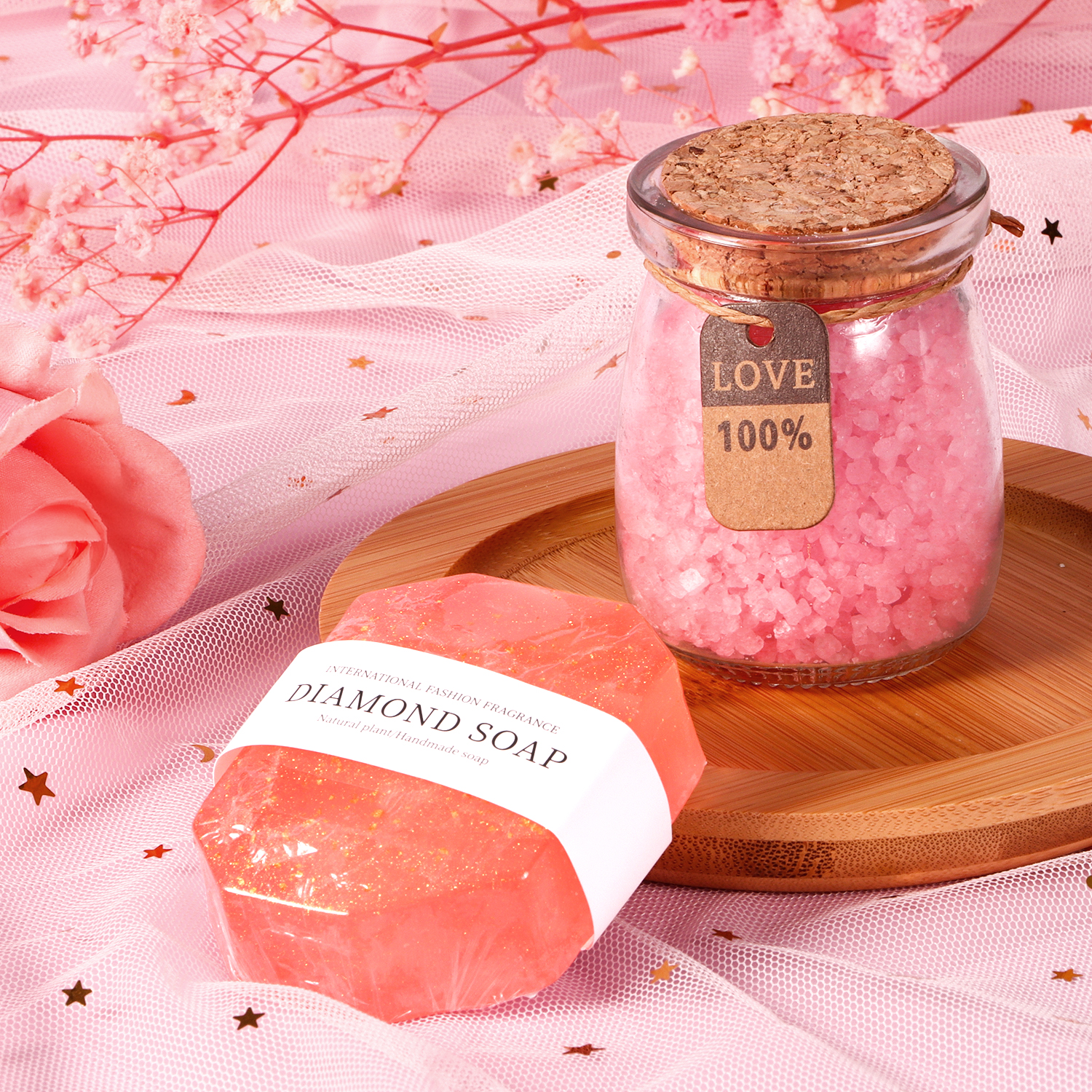 Aofmee Spa Gift Baskets for Women, 8 Pcs Rose Bath Gift Set, Beauty Body Birthday Christmas Gifts for Her, Self Care Get Well Retirement Appreciation Gifts, Pink