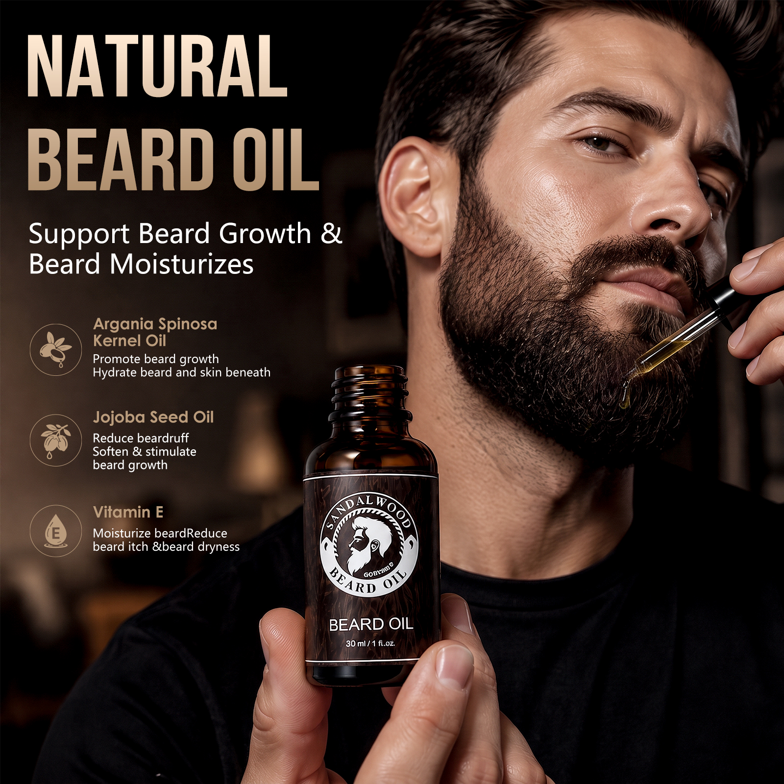 Aofmee Beard Care Gift Set for Men – 10Pack Grooming Kit with Beard Oil, Balm - Sandalwood Scent