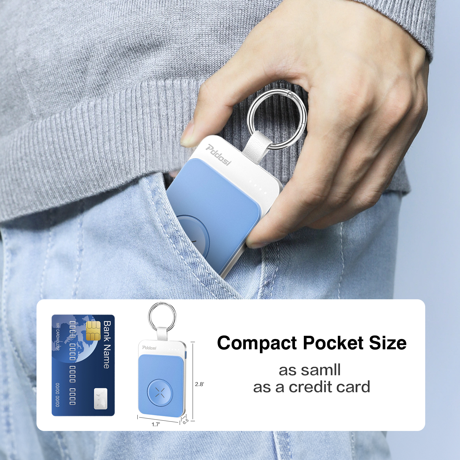 Portable 1500mAh Wireless Charger Compatible for Apple Watch Series 8/7/6/5/4/3/2/1/SE/Ultra, Compact Magnetic iWatch Charger Keychain Style Travel Essentials -Blue