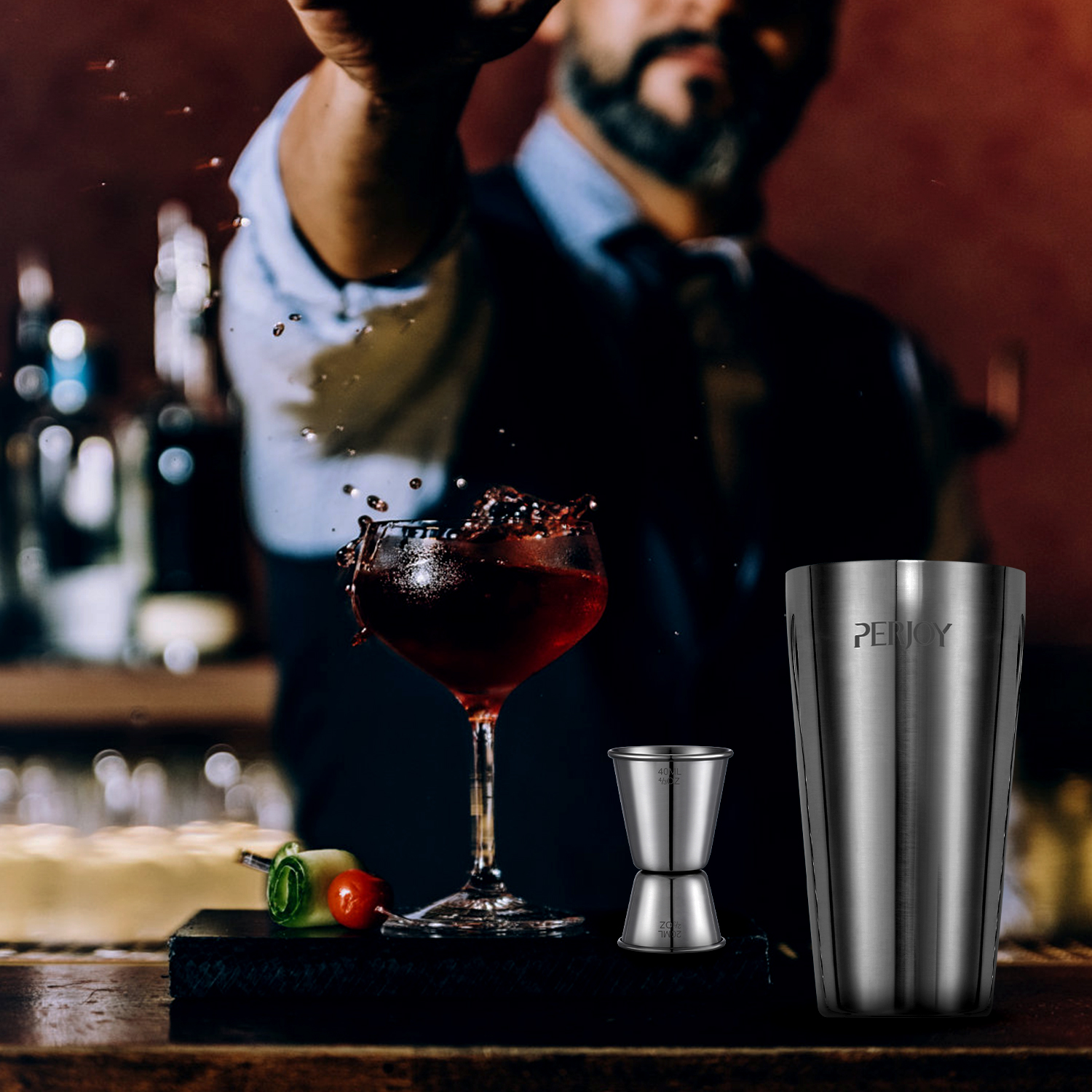 Bartender Kit - 16 Pieces Stainless Cocktail Shaker Set, Full Bartender Bar Tools for Home Bars Party