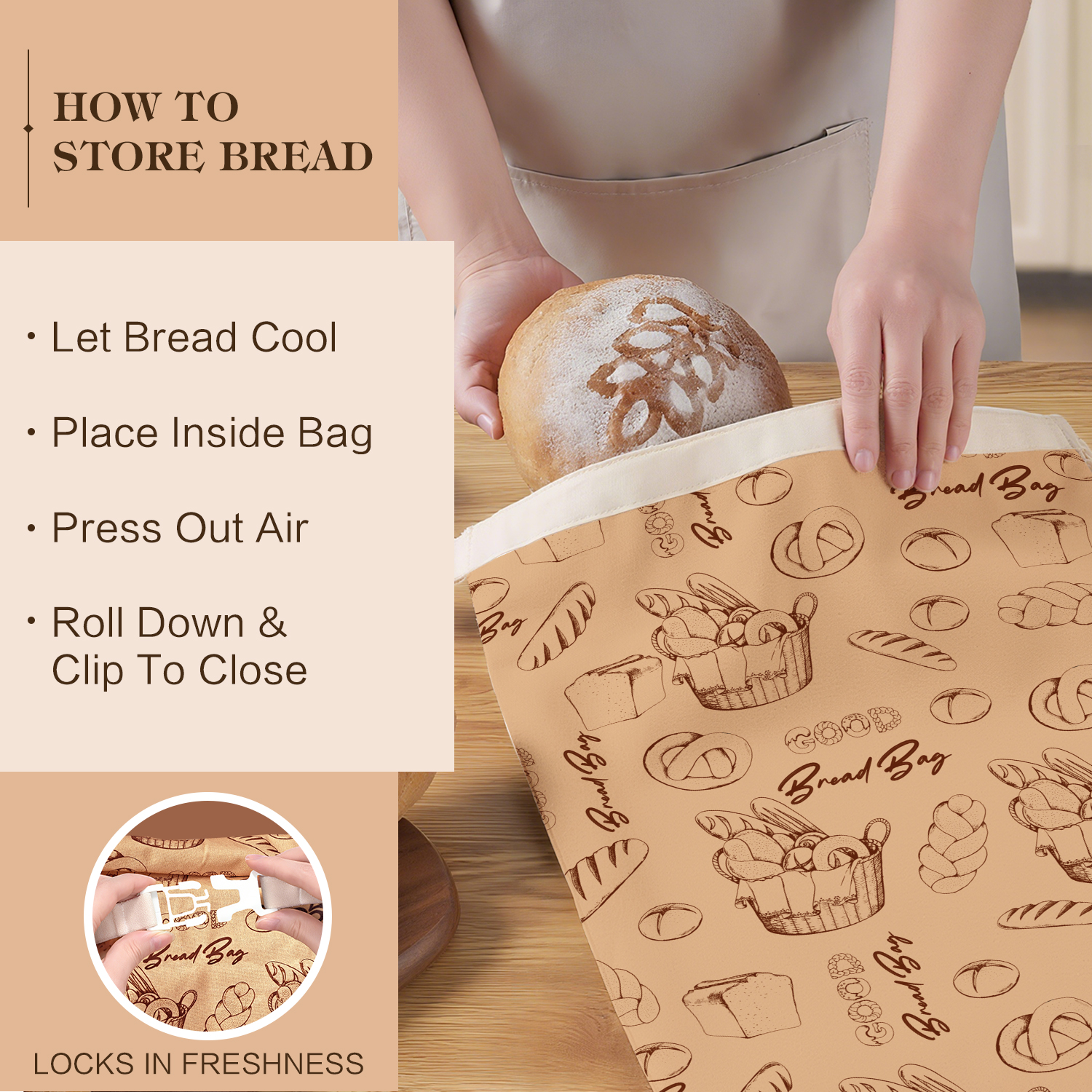 2 Pack Beeswax Bread Bags for Sourdough Homemade Bread, Reusable & Large Capacity Portable Bread Storage Bag for Gift Giving