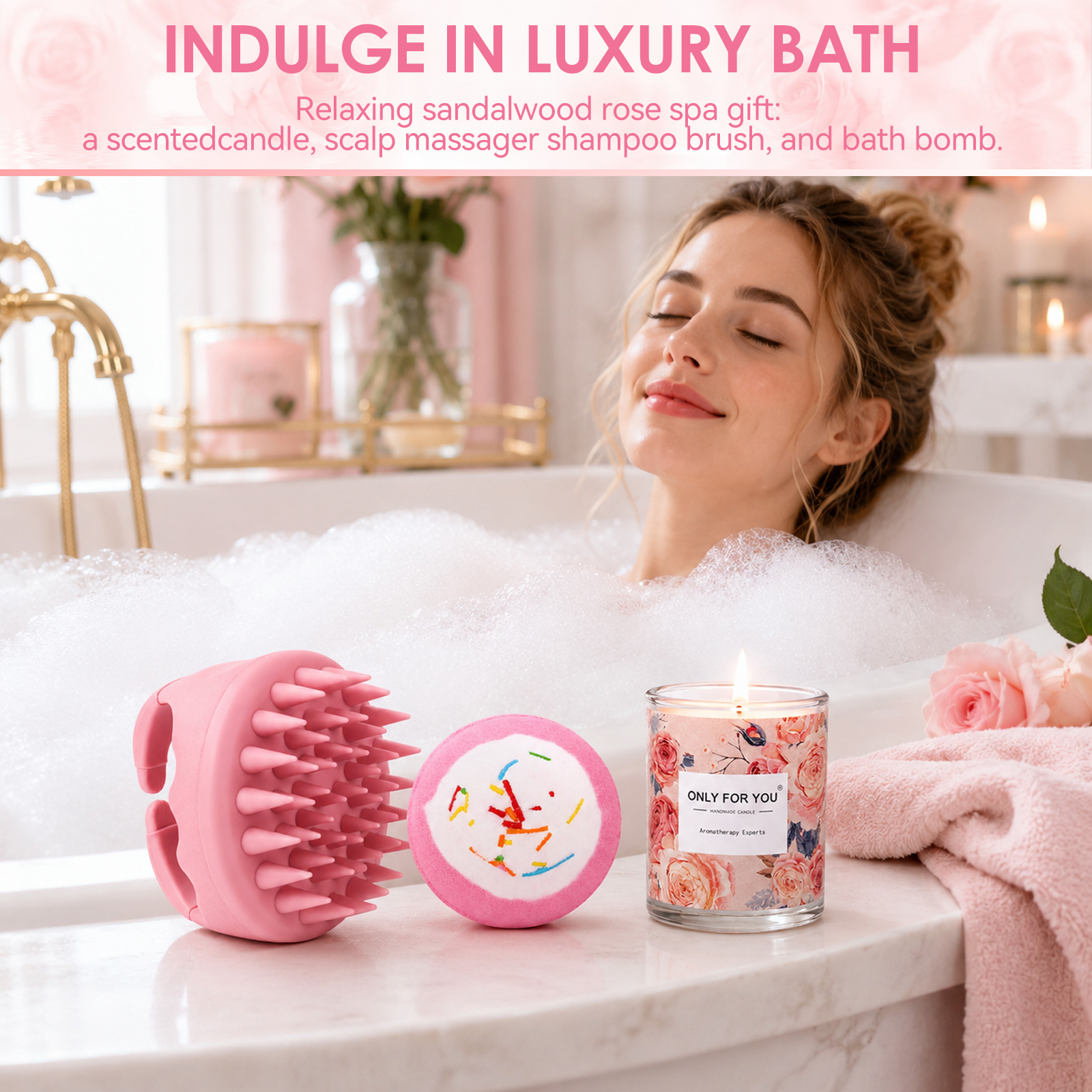 Aofmee 15Pcs Birthday Gifts for Women, Relaxing Spa Baskets with Luxury Flannel Blanket and 40 oz Tumbler - Christmas, Valentine's Day, Women's Gift for Her, Pink