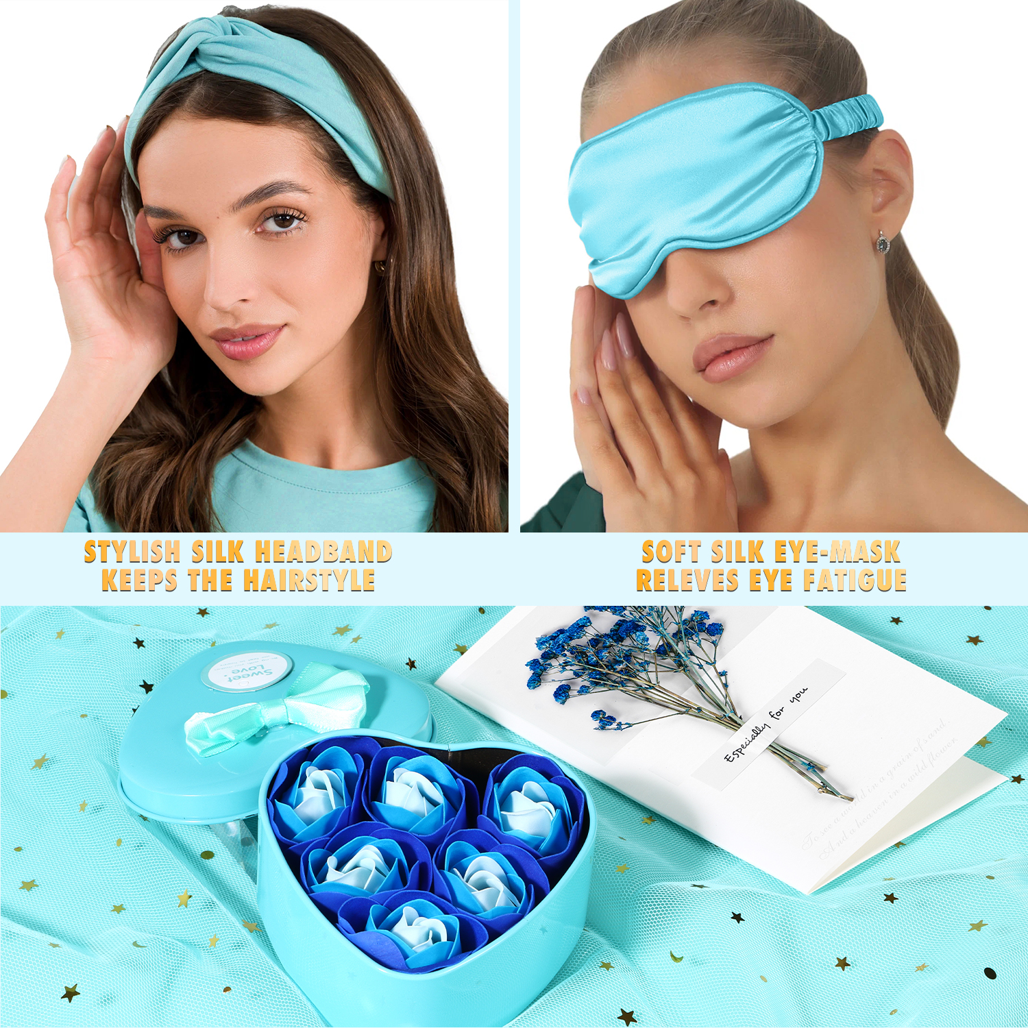 Aofmee Gift Baskets for Women, 10 Pcs Ocean Relaxing Spa Bath Gifts Sets with Flannel Blanket, Beauty Holiday Birthday Gifts Idea for Her, Blue