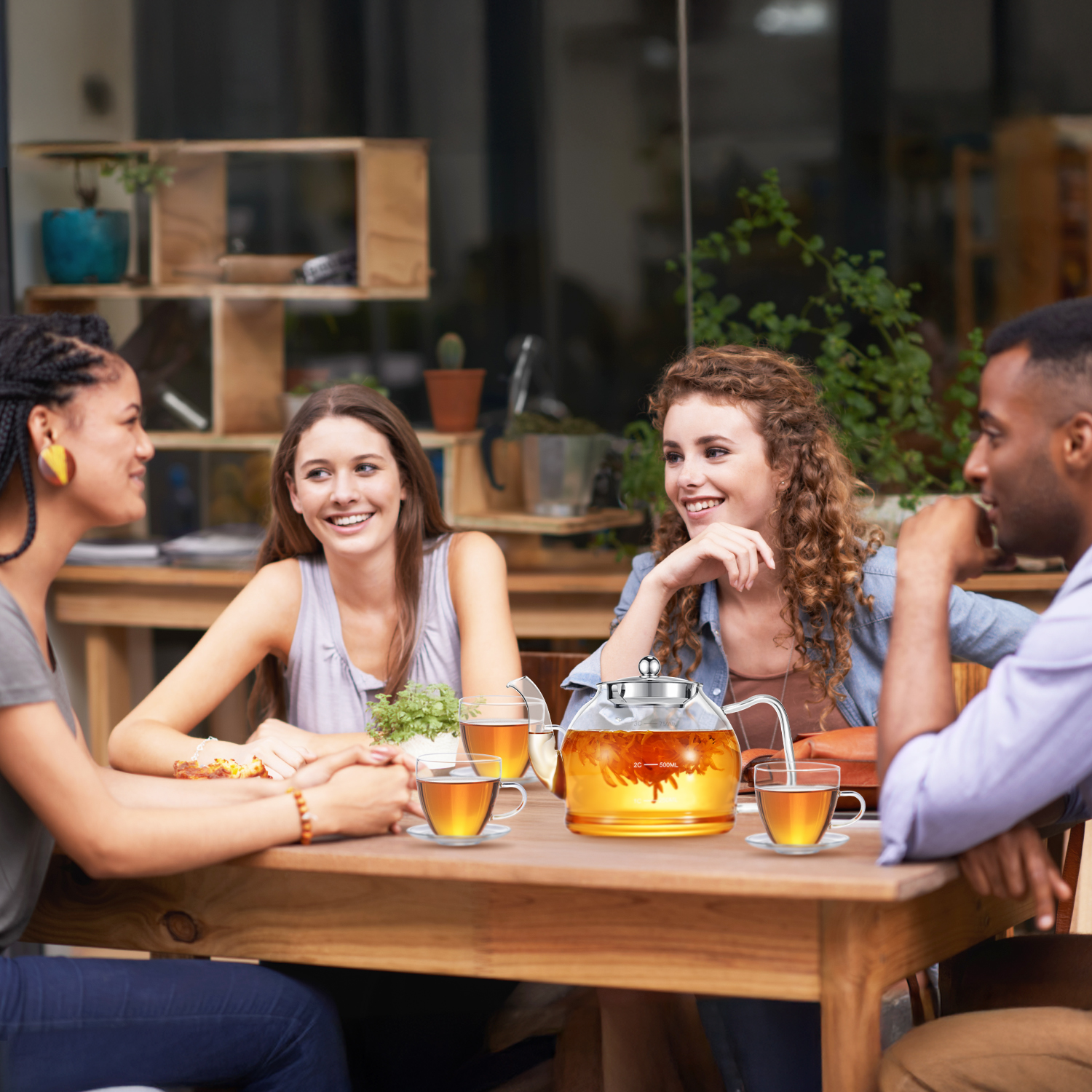 27oz/800ml Glass Teapot, with Removable Stainless Steel Filter, Blooming Loose Leaf Tea Kettle