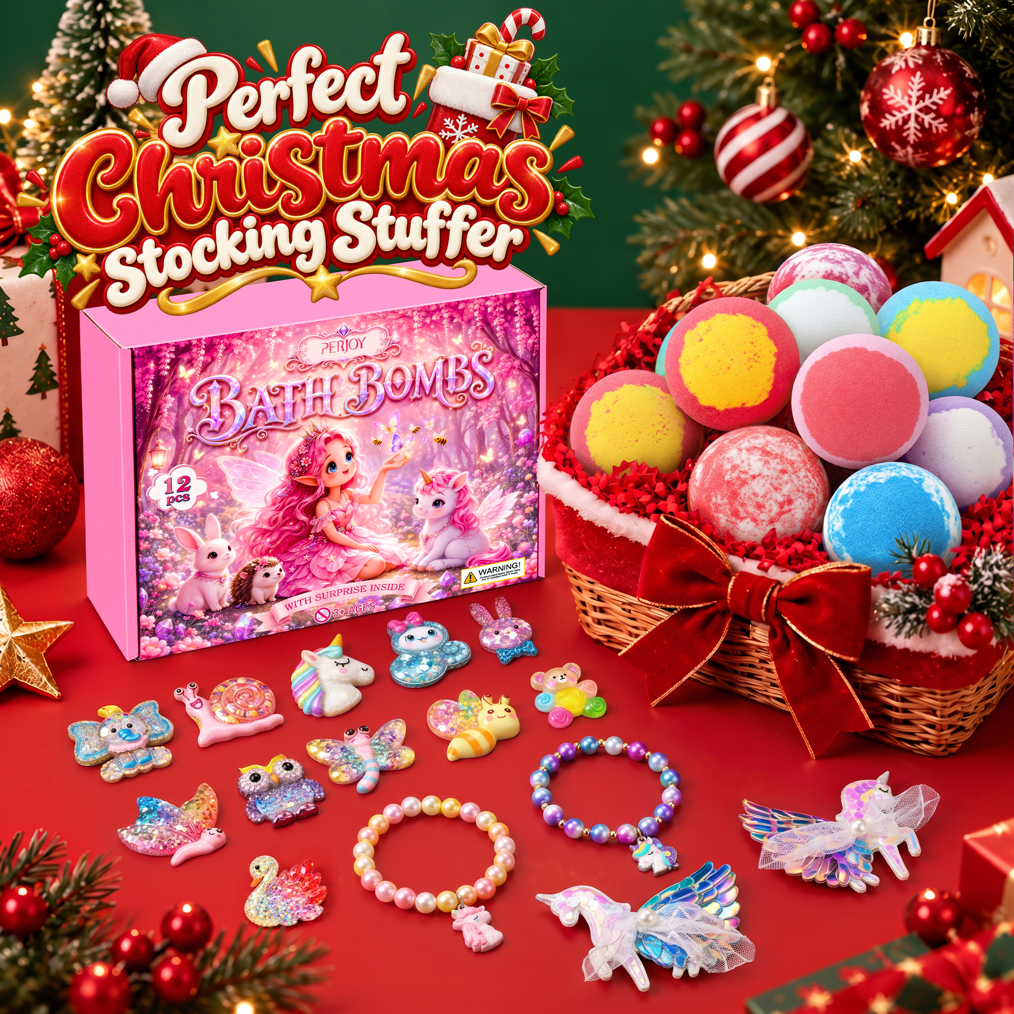 Aofmee Kids Bath Bombs, with Surprise Beauty Toys Gift Inside, Natural Organic Kids Bubble Bath Fizzy, Christmas Birthday Gift Set for Girls, 12 Pcs
