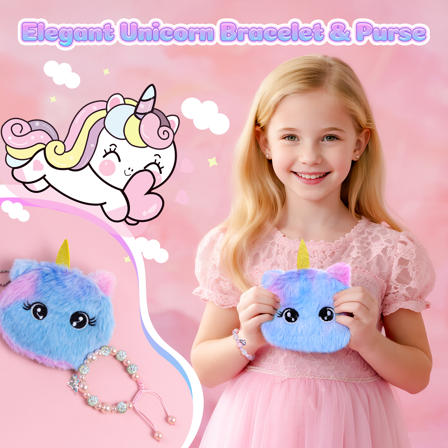 Aofmee Unicorn Gift Baskets for Girls, 12 Pcs Pink Purple Spa Bath and Body Sets with Educational Gift, Beauty Birthday Christmas for Her Daughter